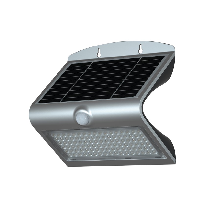 ROBLAN LEDSOLV2WB7G Aplique LED 8W con placa solar, sensor y batería 4000mA gris/negro IP65 850lm